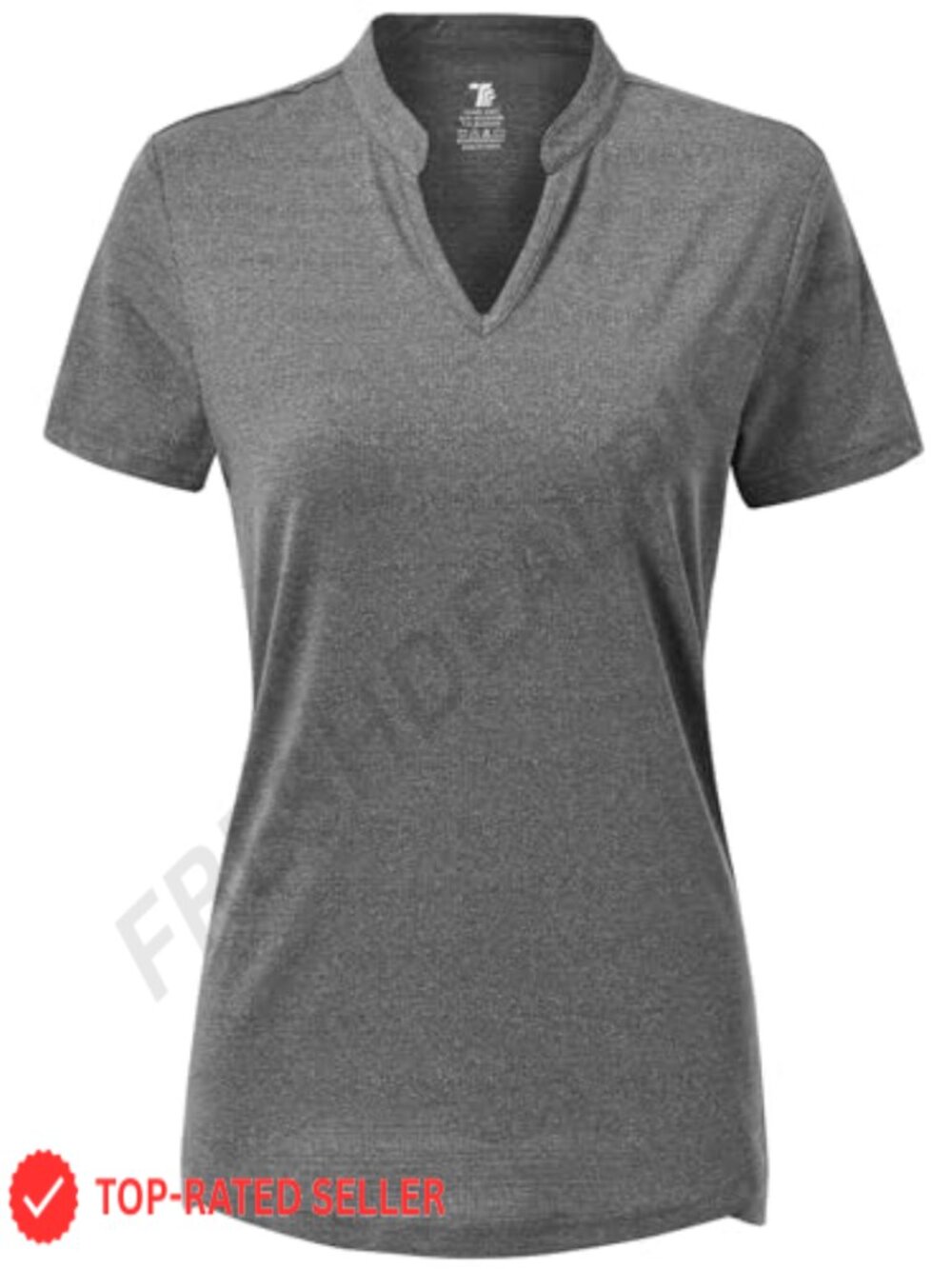 Womens Collarless V-Neck Golf Polo Shirt Athletic Quick Dry Short Sleeve